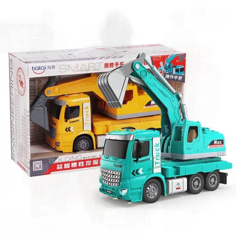 لعبة سيارة هندسية تعليمية قصة الصوت والضوء حفارة خلاط الجمود نموذج محاكاة لتدريب الأطفال