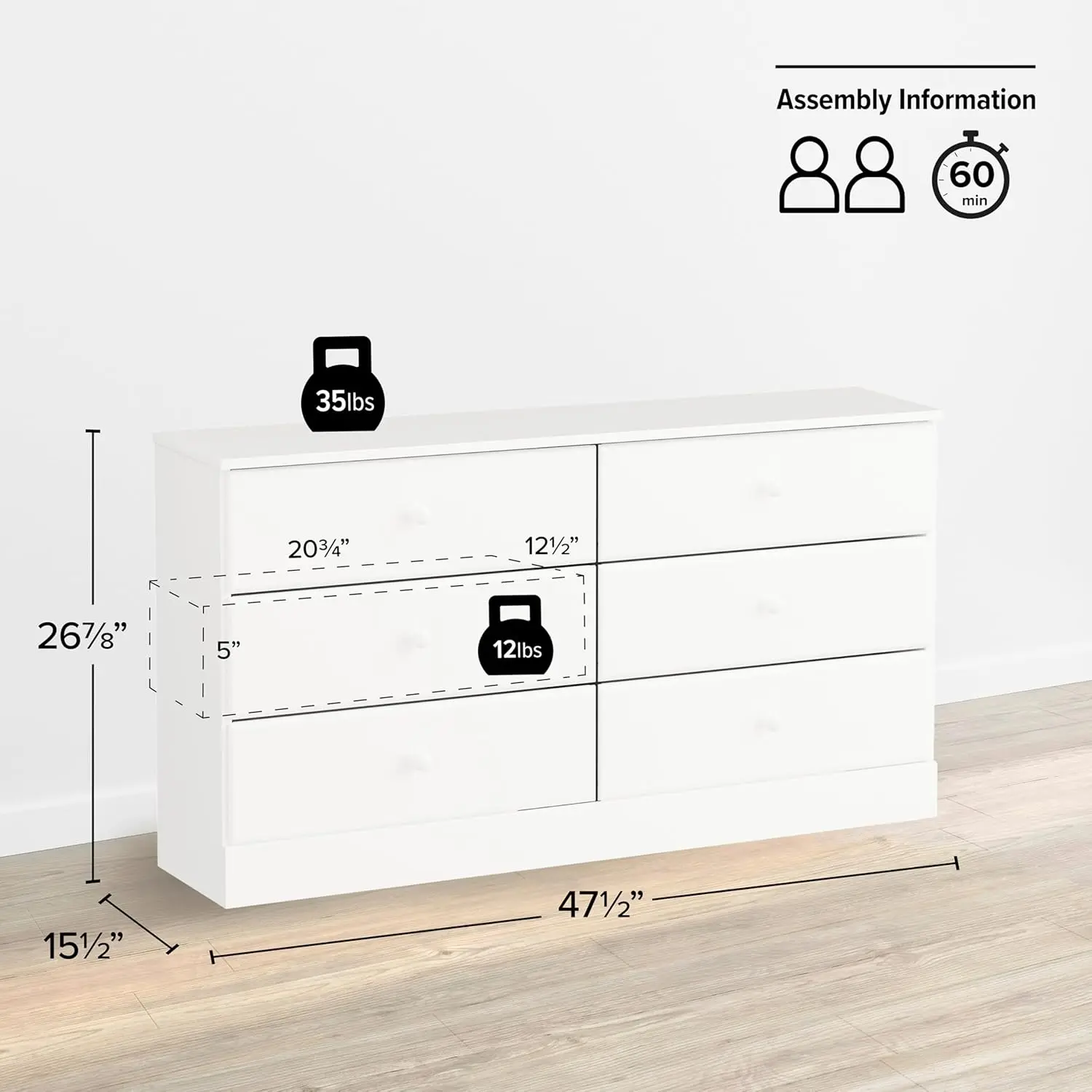 6 Drawer Double Dresser For Bedroom, 16