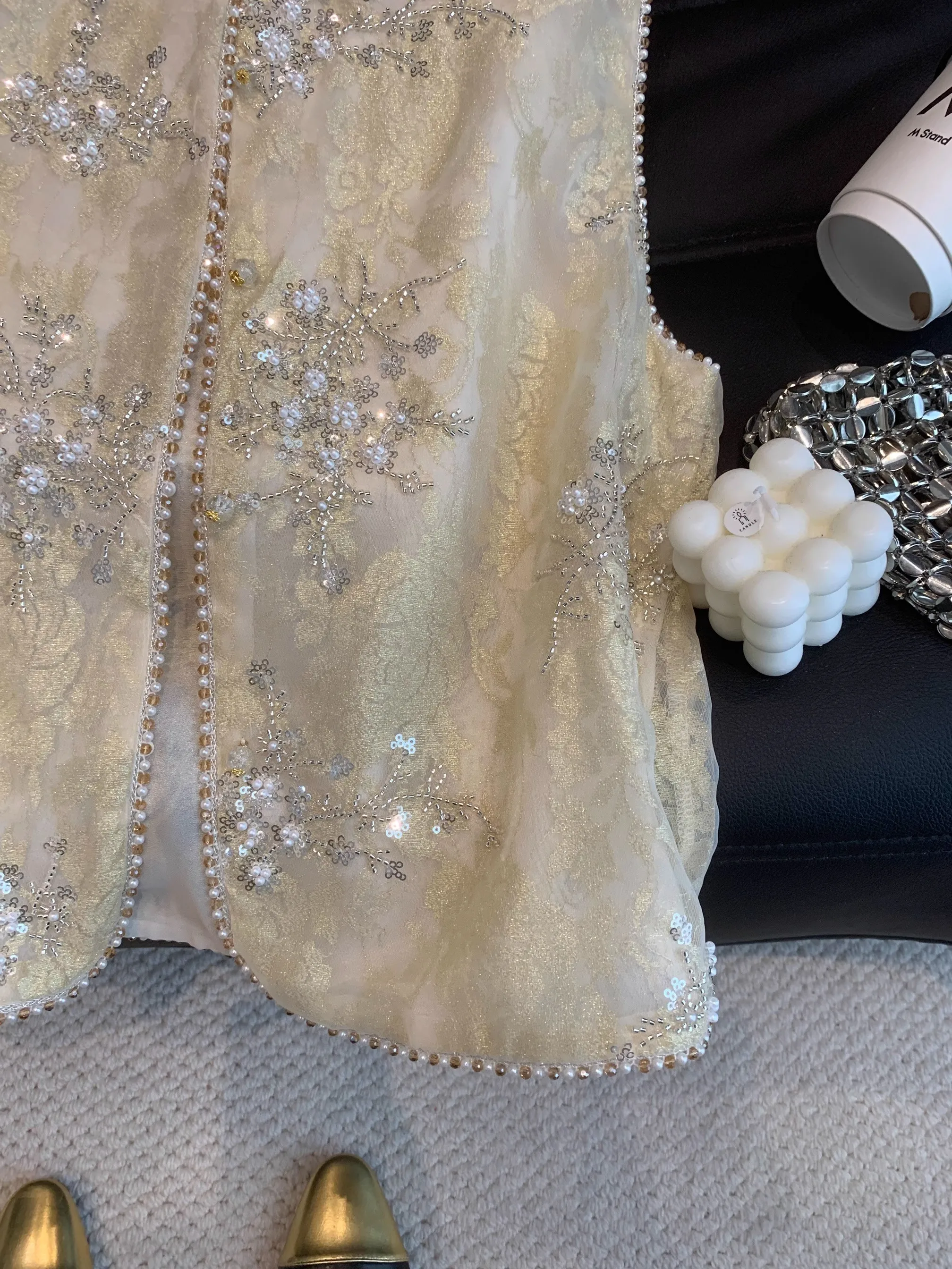 New Chinese Sle Embroidered Vest Svel Heavy Embroidery Outerwear Cardigan Summer 2025 Women's Faion round Ne Sing...