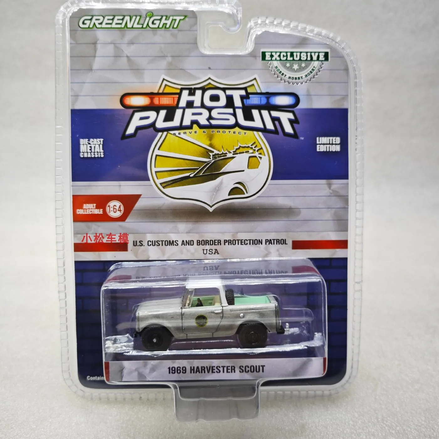 

GreenLight 1:64 US Customs And Border Protection Border Patrol -1969 Harvester Scout Clearcoat Alloy Car Model Market Ornament C