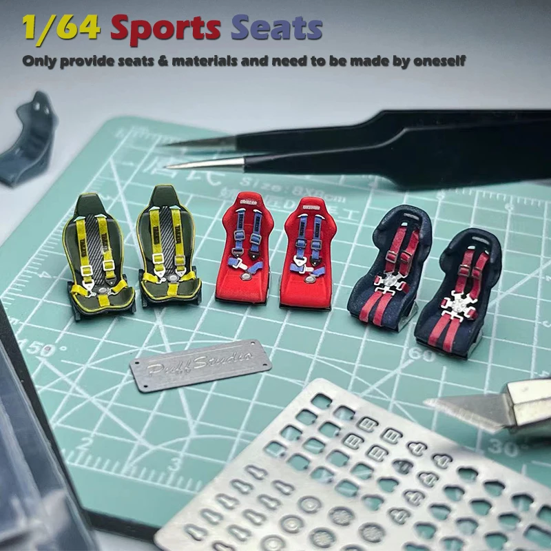 

Hobby Venom 1/64 Model Car Modified Parts Sports Seat Sets Safety Belt (Seats Not Painted , Pictures are for Reference Only)