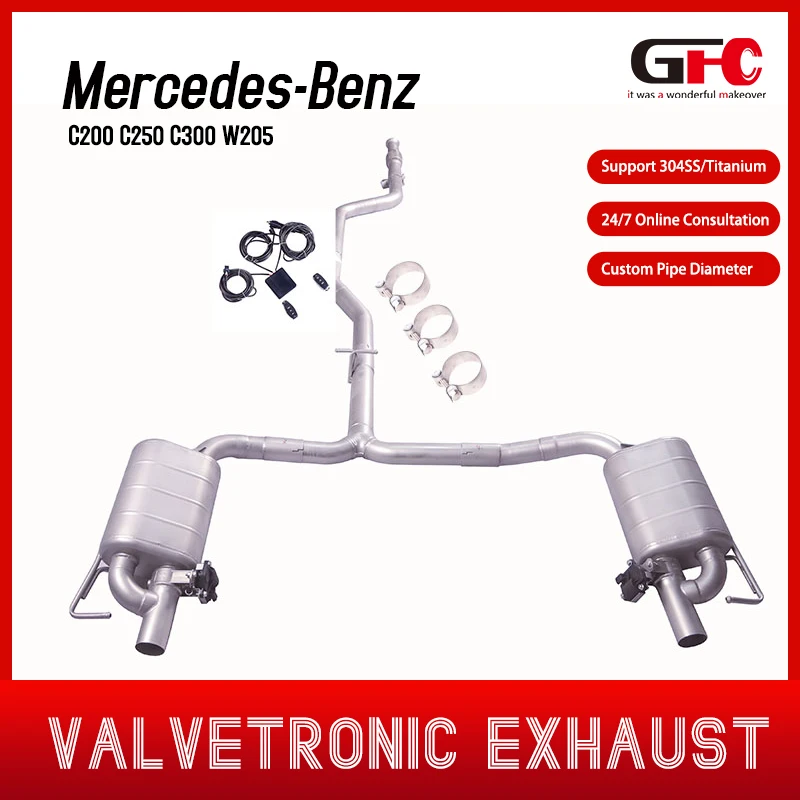 

Custom 304SS Valved Catback Exhaust for Mercedes C200 C250 C300 W205 2015-2023 Electronic Dual Mode Exhaust System