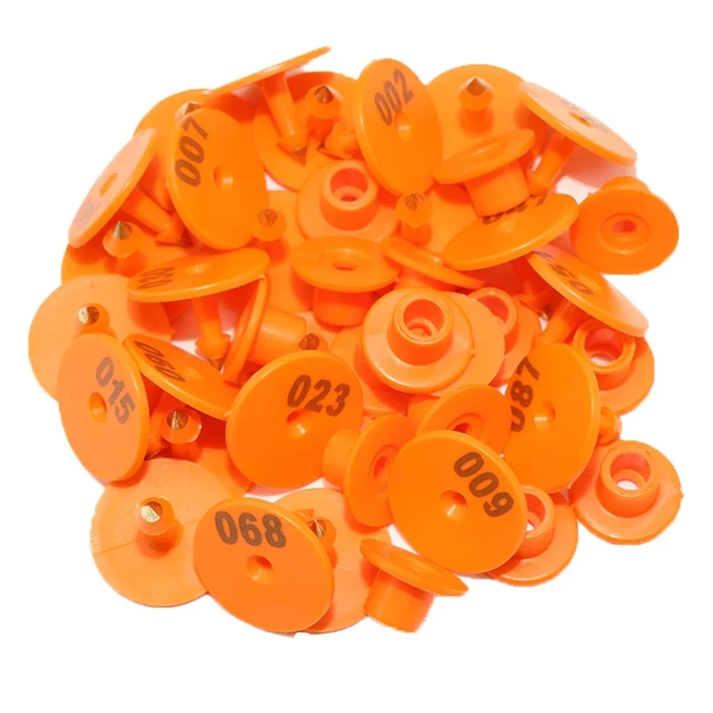 100 قطعة علامات الأذن الحيوانية محفورة بالليزر النحاس رئيس الماشية تحديد تسميات لخنزير الأغنام أرنب مزرعة الماشية أقراط #3