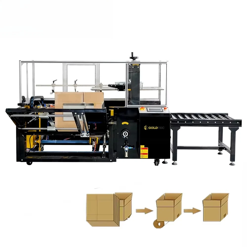 Automatic tape box carton installer Automatic flap carton sealing machine with bottom tape