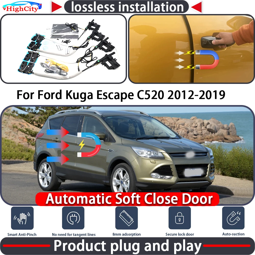 

HighCity Electric Closing Door Lock Actuator for Ford Kuga Escape C520 2012-2019 Soft Close Power Latch System Auto Pull Door
