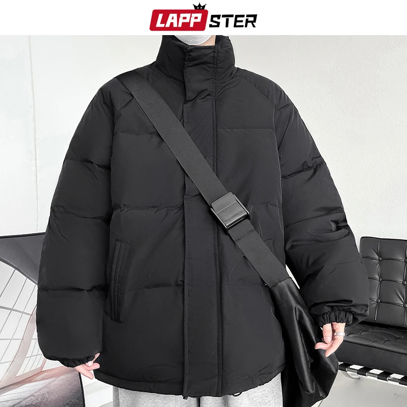 LAPPSTER-Veste de neige courte d'hiver, Parkas, Veste matelassurera, Manteau à bulles, Noir, Harajuku, Streetwear Y2K, Vestes Combinées, Nouveau