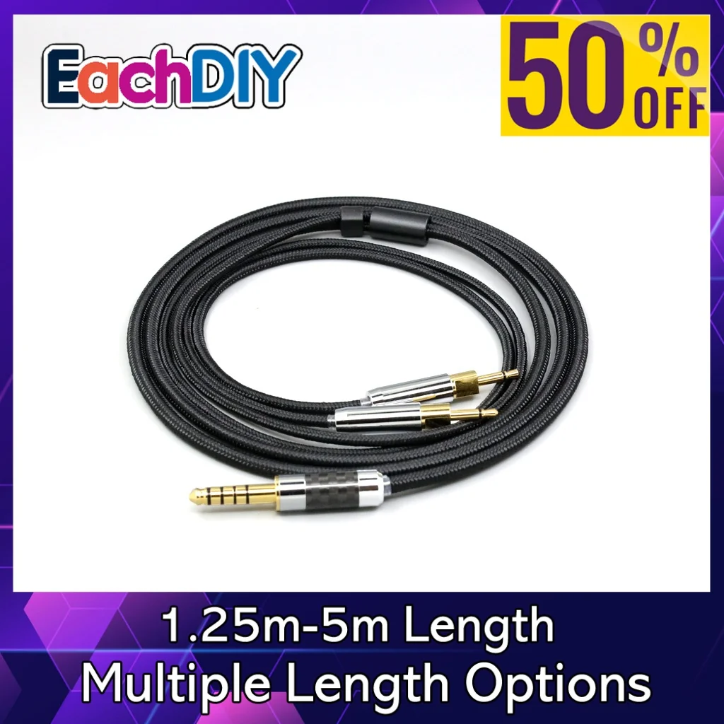 

6.5mm XLR 4.4mm Nylon OFC Super Soft Headphone Earphone Cable For Sennheiser HD700 2.5mm pin Earphone headset LN007551