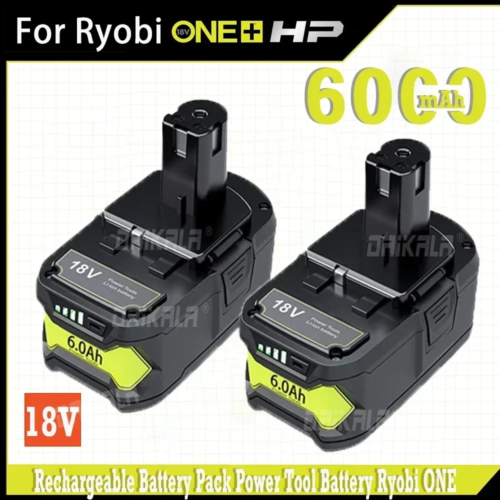 

18V 6.0AH Li-ion Rechargeable Battery for Ryobi ONE+ cordless Power Tool BPL1820 P108 P109 P106 P105 P104 P103 RB18L50 RB18L40