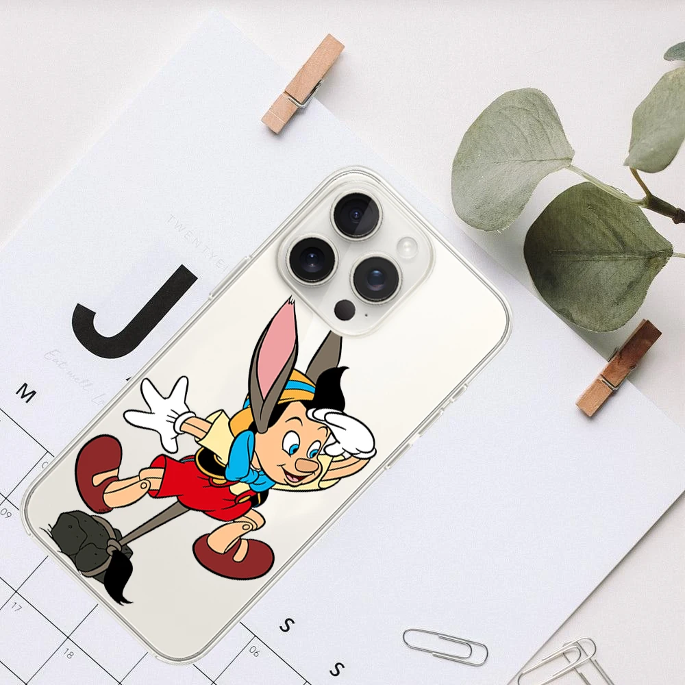 MINISO Pinocchio Phone Case for iPhone 12 11 13 14 15 16 Max Pro Plus Transparent Cover image 5