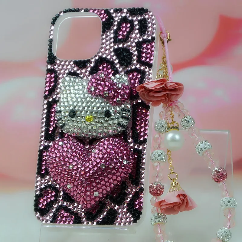 

For IPhone 16 15 14 13 Pro Max IPhone Xs IPhone Case 8 Plus Full Rhinestone 7 Cartoon Hello Kitty 11 Protective Case 6 Female 12