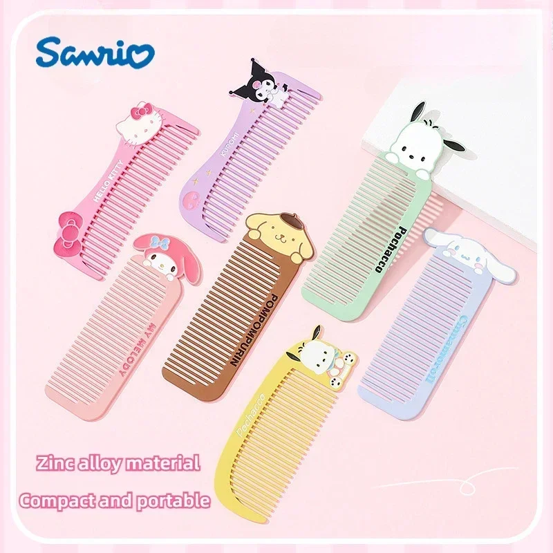 Sanrio Hello Kitty Portable Hair Comb Cinnamoroll Student Cute Scalp Brush Cartoon Metal Hair Smoothing Comb Convenient Gift