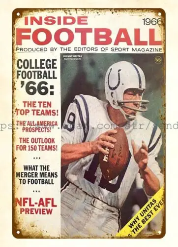 1966 Football Johnny Unitas metal tin sign bedroom decorating themes