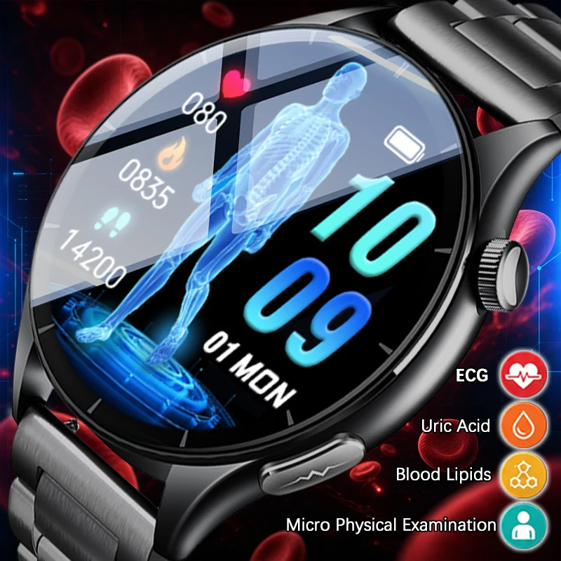 2026 New AI Intelligent Diagnosis Smart Watch Uric Acid Blood Lipids Blood Pressure Body Analysis BT Call Smart Watches For man