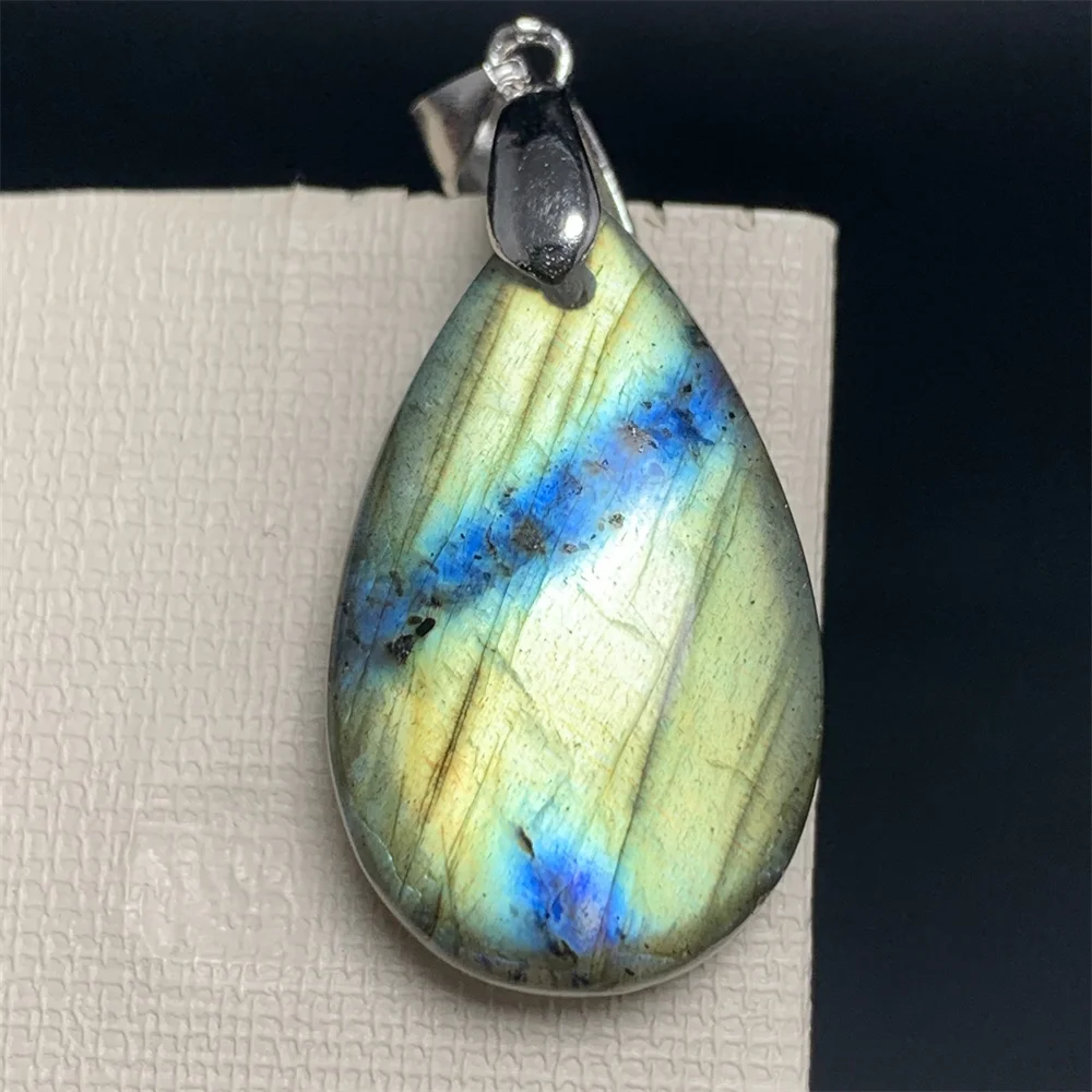 Uglyless Double-face Polished Smooth Labradorite Pendants Women Natural Rainbow Labradorite Blue Light Beads Heart Oval Stones