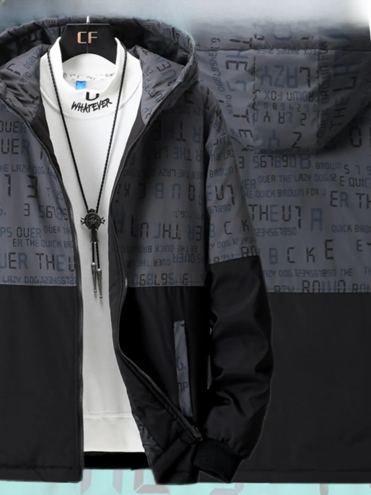 Lightweight Cotton Jaet for Men Hooded Teenager Faionable Urban Sle Polyester Fiber Filled Thin Model Chinese Production