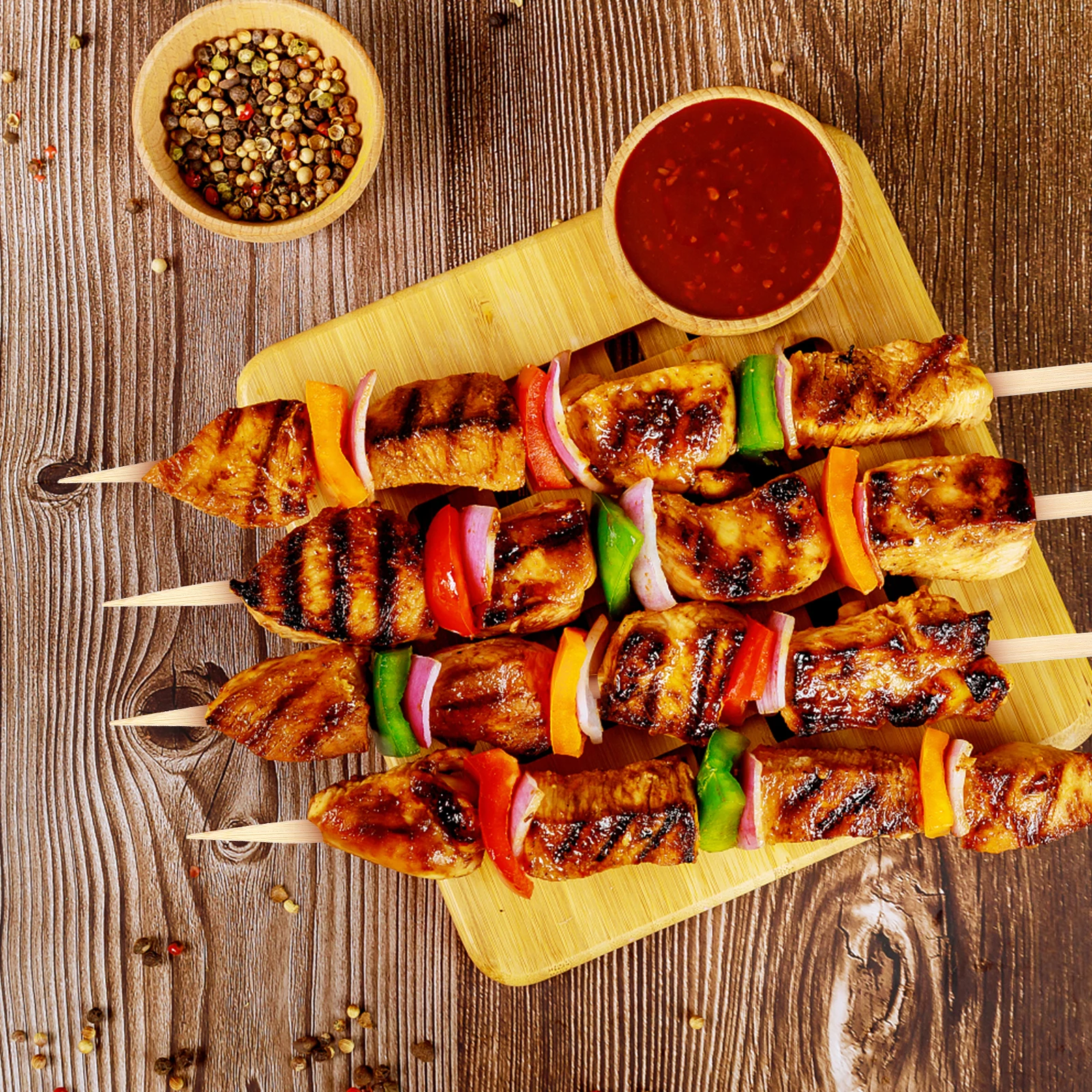 

BBQ Bamboo Skewers Hot Dog Sticks Camping Accessories Roasting Barbecue Meat for Vegetables