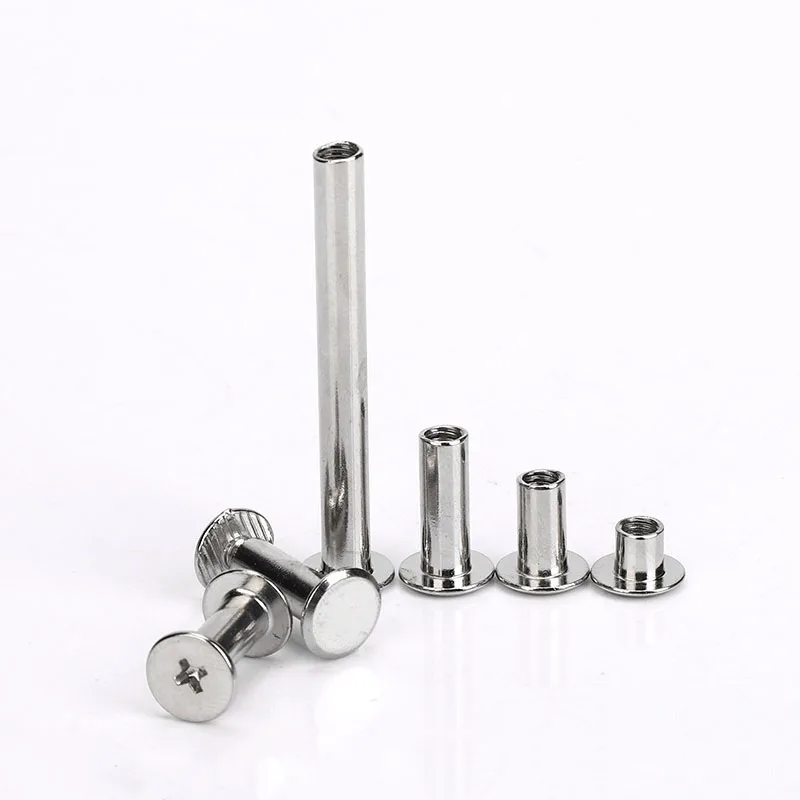 10sets Binding Chicago Screws Silver Belt Screw Nails Long Studs Rivets Leather Craft Hardware Accessories Rod Length 4~30mm