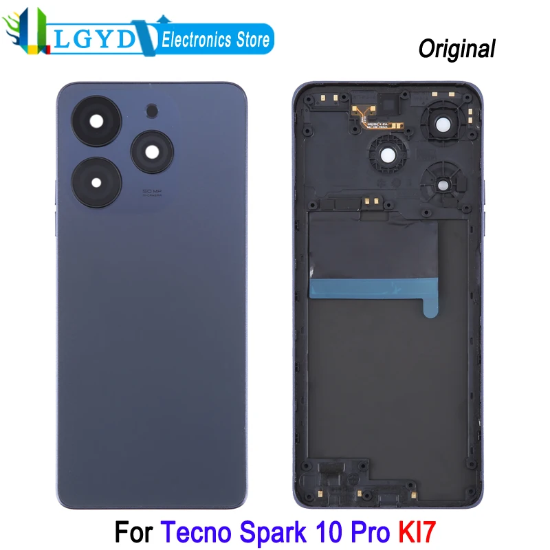 Battery Back Cover For Tecno Spark 10 Pro KI7 Phone Rear Cover with Logo Replacement Part