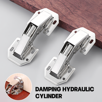 Steel Cabinet Hinges 90 Degree No-Drilling Cupboard Hinges Hydraulic Buffer Hinge Furniture Hardware Accessories