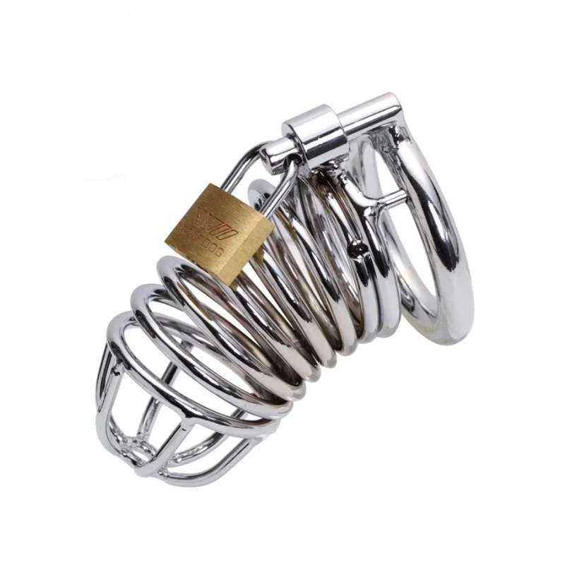 الفولاذ المقاوم للصدأ العفة قفص القضيب قفص الخرج جهاز العفة الذكور مجرى البول قفل العفة حزام مجرى البول قفص الرجال الجنس لعب