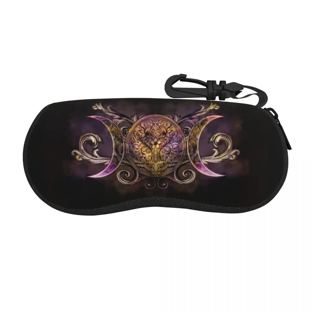 Изготовленный на заказ тройной футляр для очков «Богиня Луны» с полуночным мерцанием, крутой языческий викканский футляр для очков, коробка для солнцезащитных очков