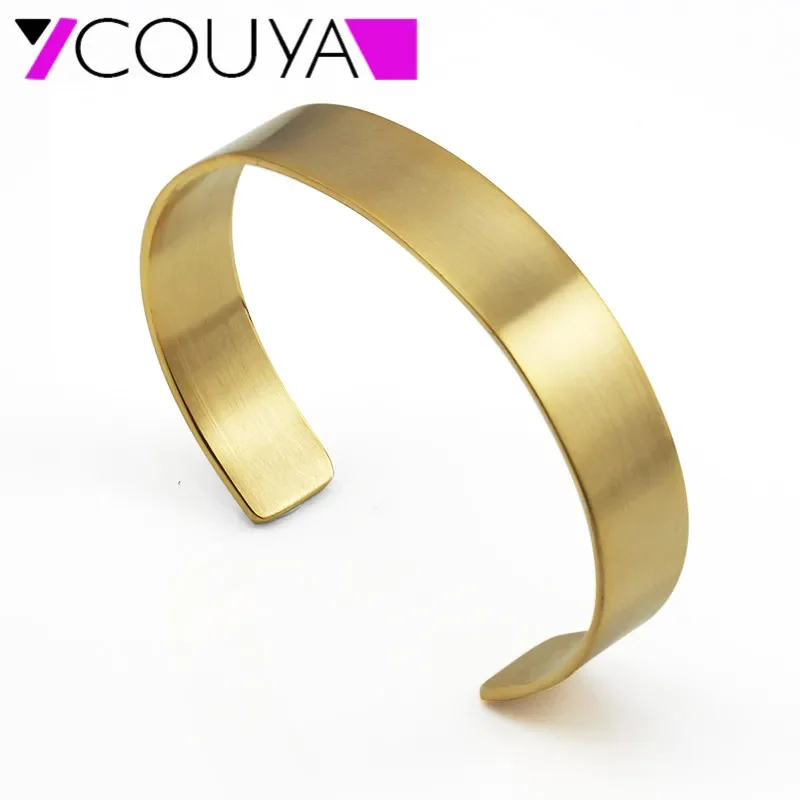 

Новинка 2024, золотой браслет из нержавеющей стали, простой Блестящий 12-миллиметровый Браслет-манжета, модные браслеты на запястье и браслеты, ювелирные изделия