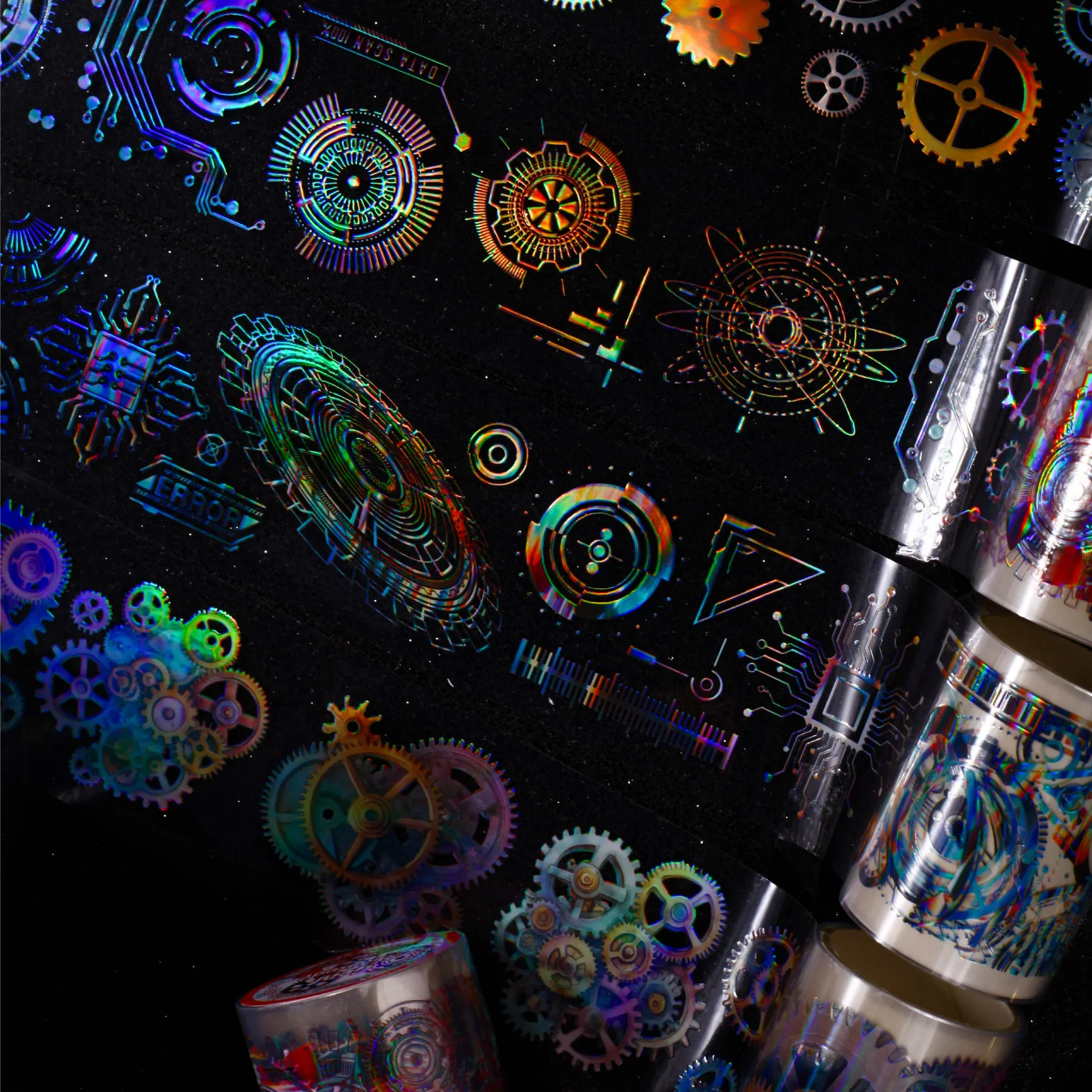 1 Rolle Rainbow Gear PET-Klebeband für Scrapbooking, Tagebuch, DIY-Dekoration, Handyhülle, Laptop, Collage-Kunstbedarf