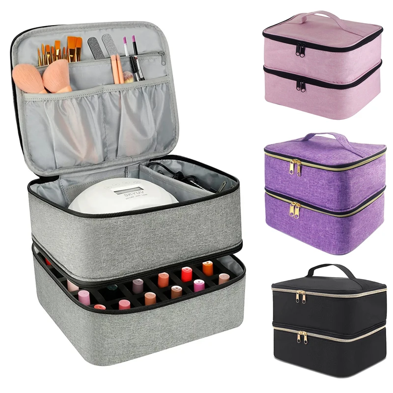 Nail Polish Storage Bag Portable Cosmetic Nail Care Kit Nail Care Tool Storage Box Essential Oil Bag Double Layer 30 Compartment