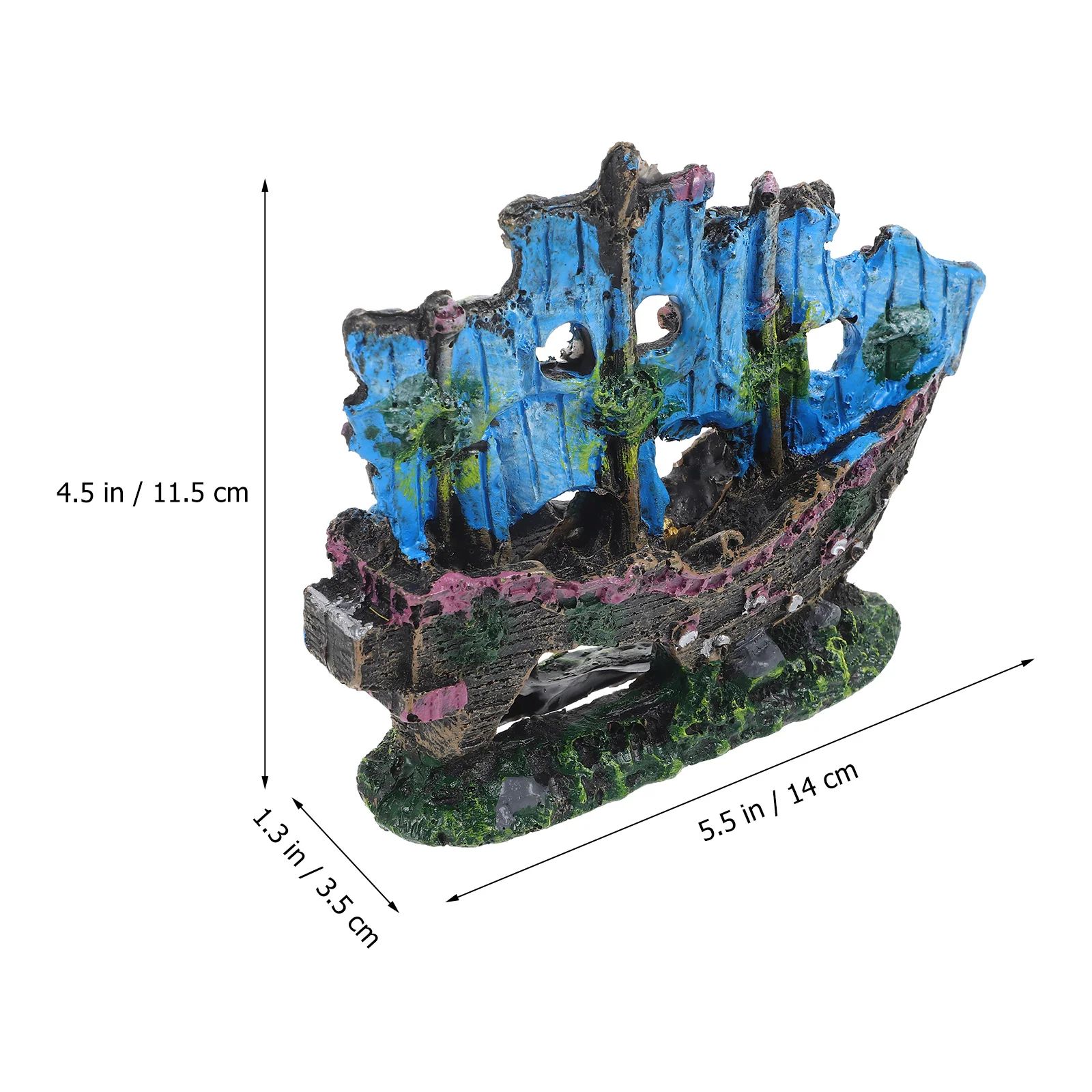 

SUPVOX Fish Tank Decoration Boat Sunken Ornament Resin Underwater Cave for Turtle Hiding Place Simulation Craft Decor