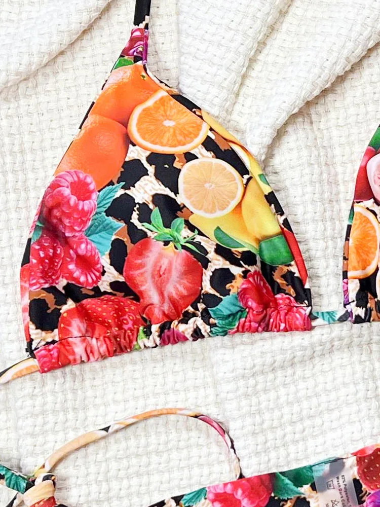 مثير سيدة طباعة ملابس النساء الرسن رفع بيكيني عالية قطع تعادل ثونغ ملابس السباحة البرازيلي شاطئ ثوب السباحة