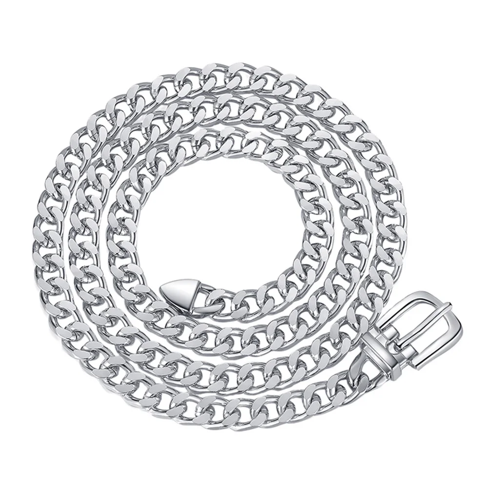 

1pc Sparkling Metal Waist Belt Women Shining Punk Waistband Durable Reusable Fashion Accessory Party Festival Decor Silver