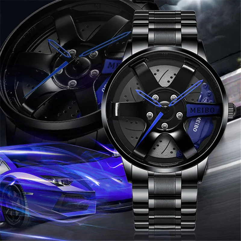 2025 Top Men Leather Watches Men Car Wheel Hub Stainless Steel Quartz Watch For Mens Military Sports Watch Relogio Masculino