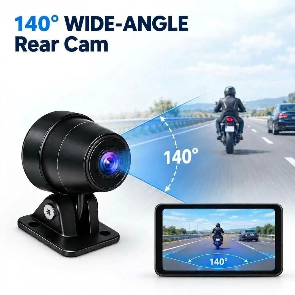 Aoocci C6Pro HD Camera for Motorcycle Carplay & Android Auto 1080P 30fps Dual Recording & 140° Wide Viewing Angle,IP67 Dash Cam