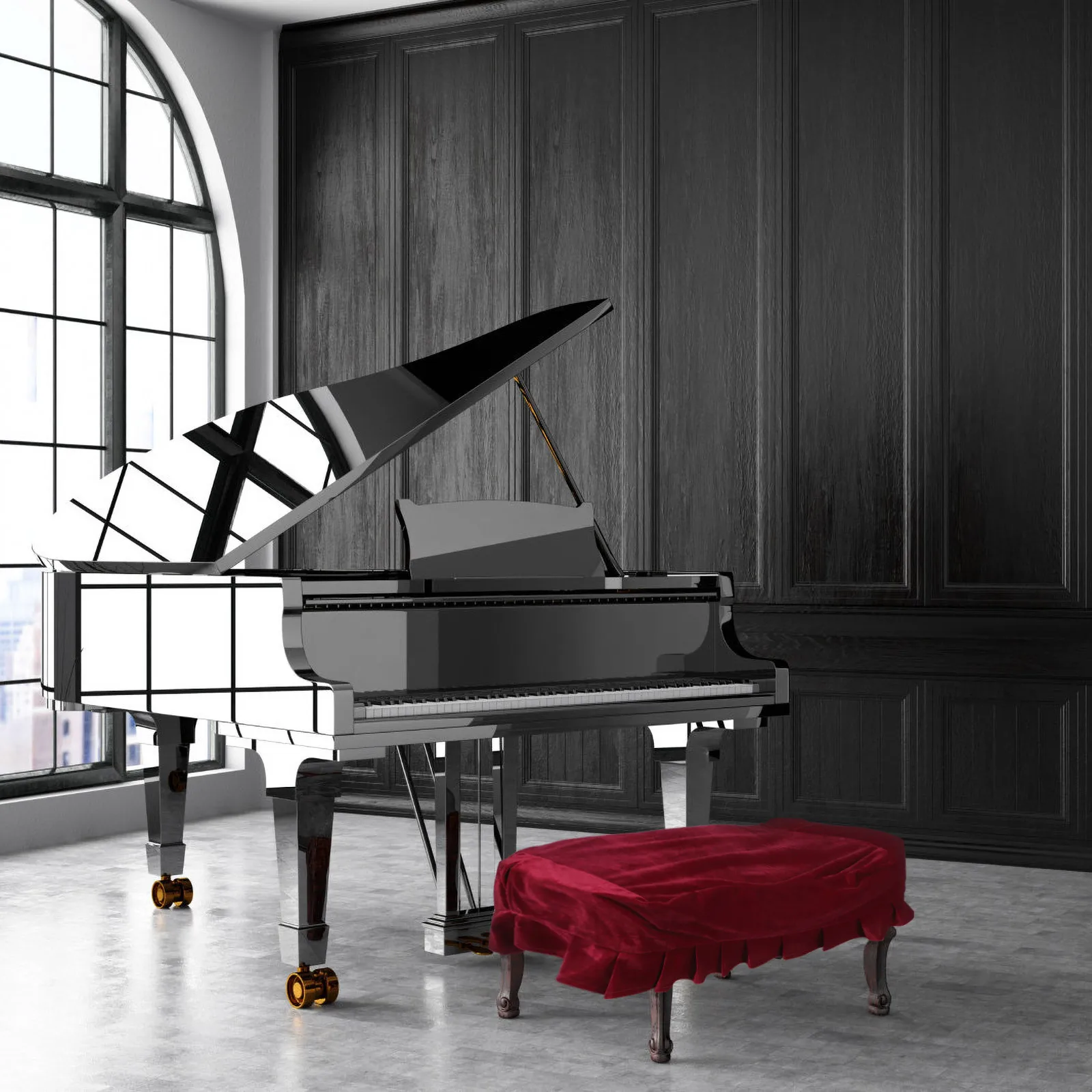 

Pleuche Piano Stool Cover Easy Fit Wrinkle Resistant Protective Chair Cushion Seat Cover for Piano Bench Stool Covers