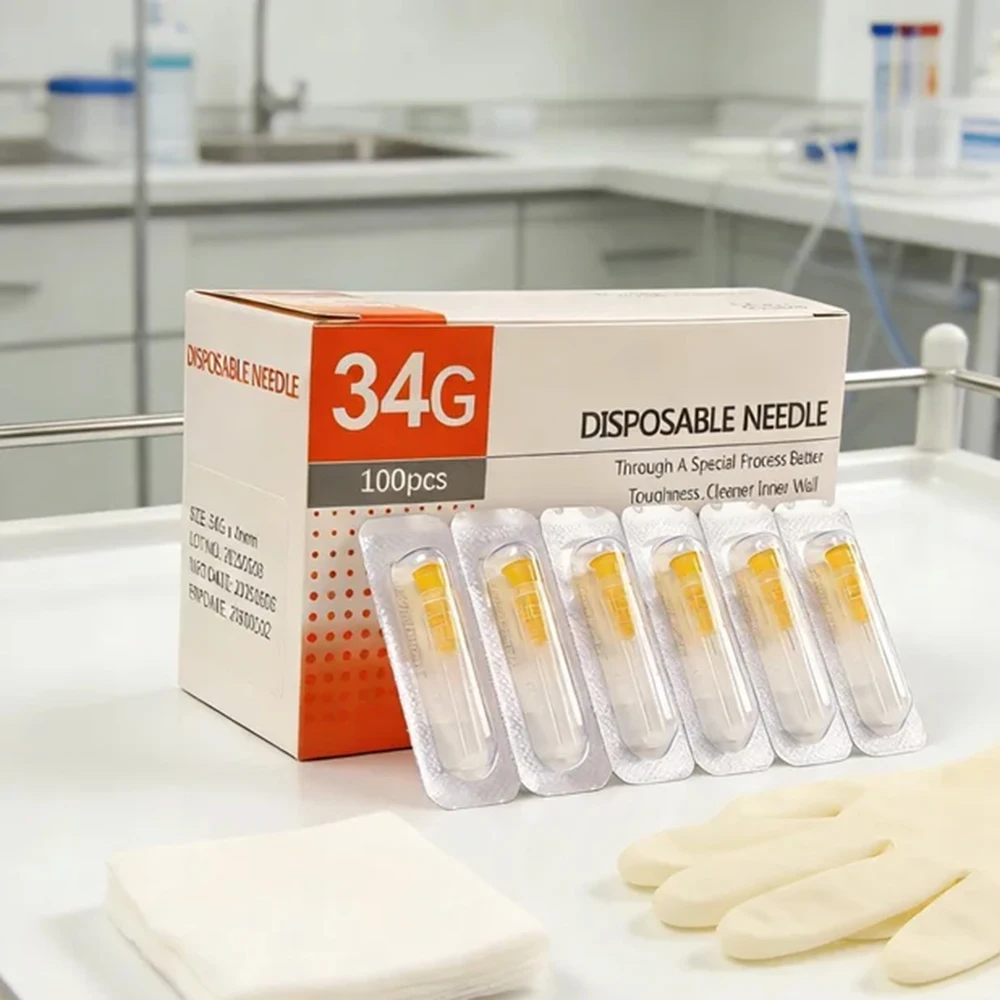 

30G-34G painless needle Piercing Transparent Syringe Injection glue Clear Tip Cap Pharmaceutical injection needle 1.5/2.5/4/6mm