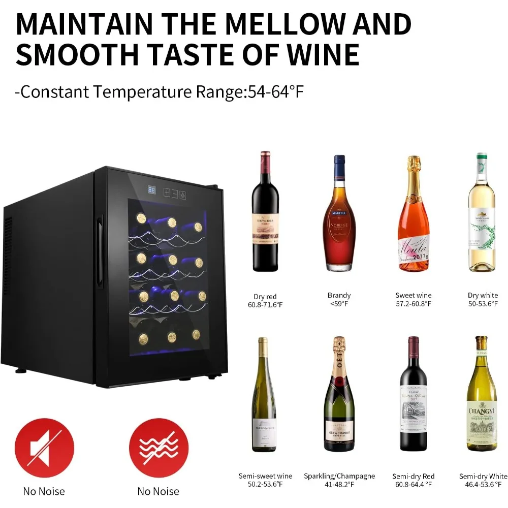 Wine Cooler Refrigerator, Compact Mini Wine Fridge with Digital Temperature Control Quiet Operation Thermoelectric Chiller