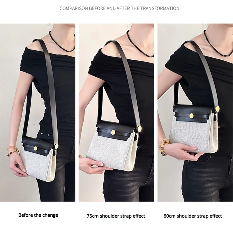 Replacement Leather Shoulder Strap for Herbag 31 Mini Herbag,an Cognac Replacement Shoulder Strap, Gold Hardware Grommets