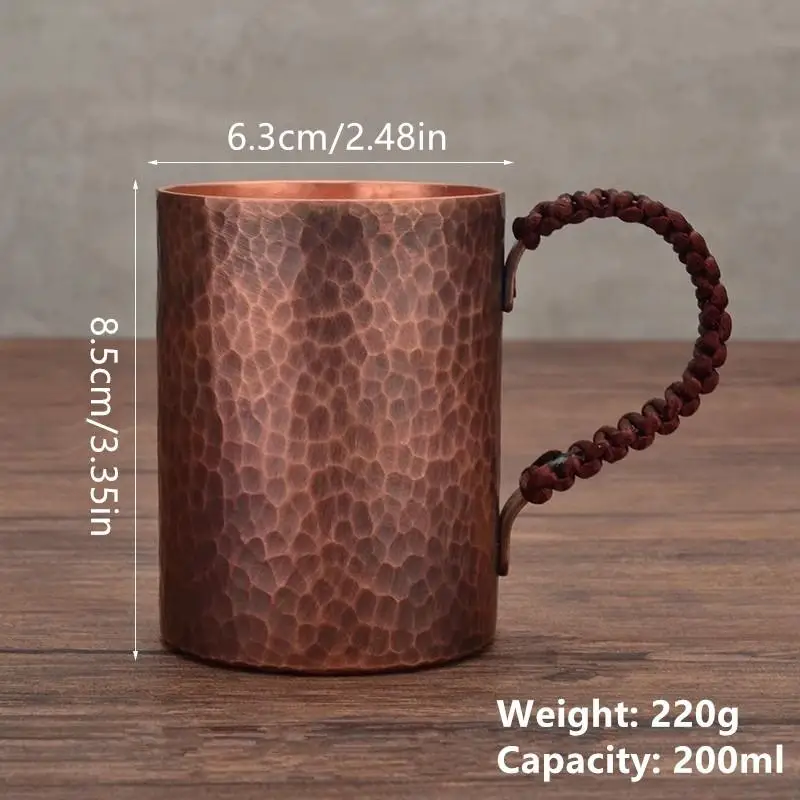 Copper Handmade Hammered Straight Coffee Mug Water Mug Copper Tea Cup Multifunction Teaware Outdoor Drinking Cup