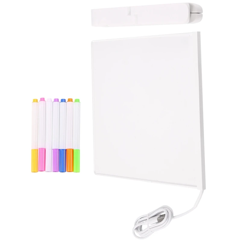 Tablero de mensajes acrílico LED con luz USB, tablero de dibujo luminoso, Memo con soporte, regalo para niños, 20x20cm