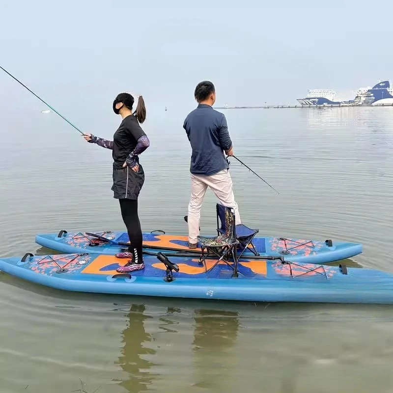 Catamarán, Tabla de Paddle Surf, Red de Pesca, Plataforma Inflable, Tabla de Paddle Surf con Doble Cámara de Aire