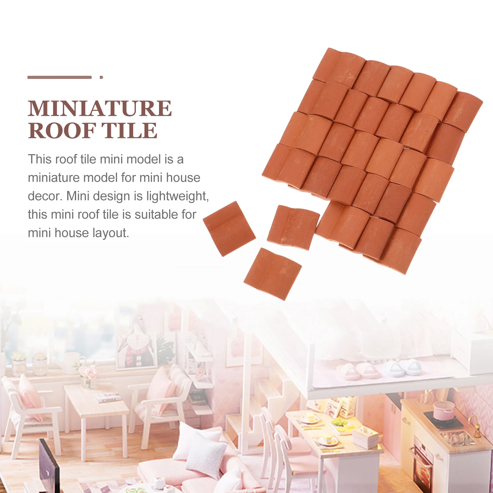 60 Pcs Simulated Building Tiles House Supplies Decoration Dolls Roof Miniature Decorative Soil Furniture