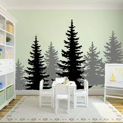 Large Pine Tree Branches Wall Sticker Living Room Playroom Jungle Forest Winter Deer Trees Wall Decal Bedroom Decor