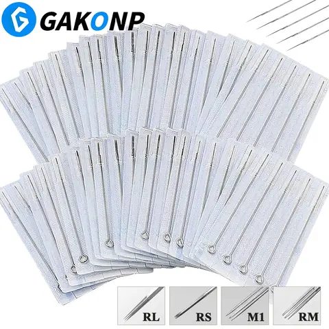 Agulhas esterilizadas para tatuagem, 50/20/10/5 peças, 0.35mm, vara e poke, rl rs m1 rm para tatuagem, maquiagem permanente, fornecimento de máquina