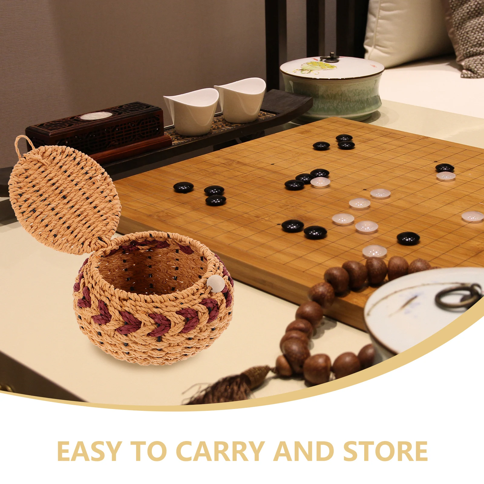 

Chess Pieces Storage Jar Hand-woven Baskets for Organizing Container Box Woven Holder Home Storage Solution Portable Compact