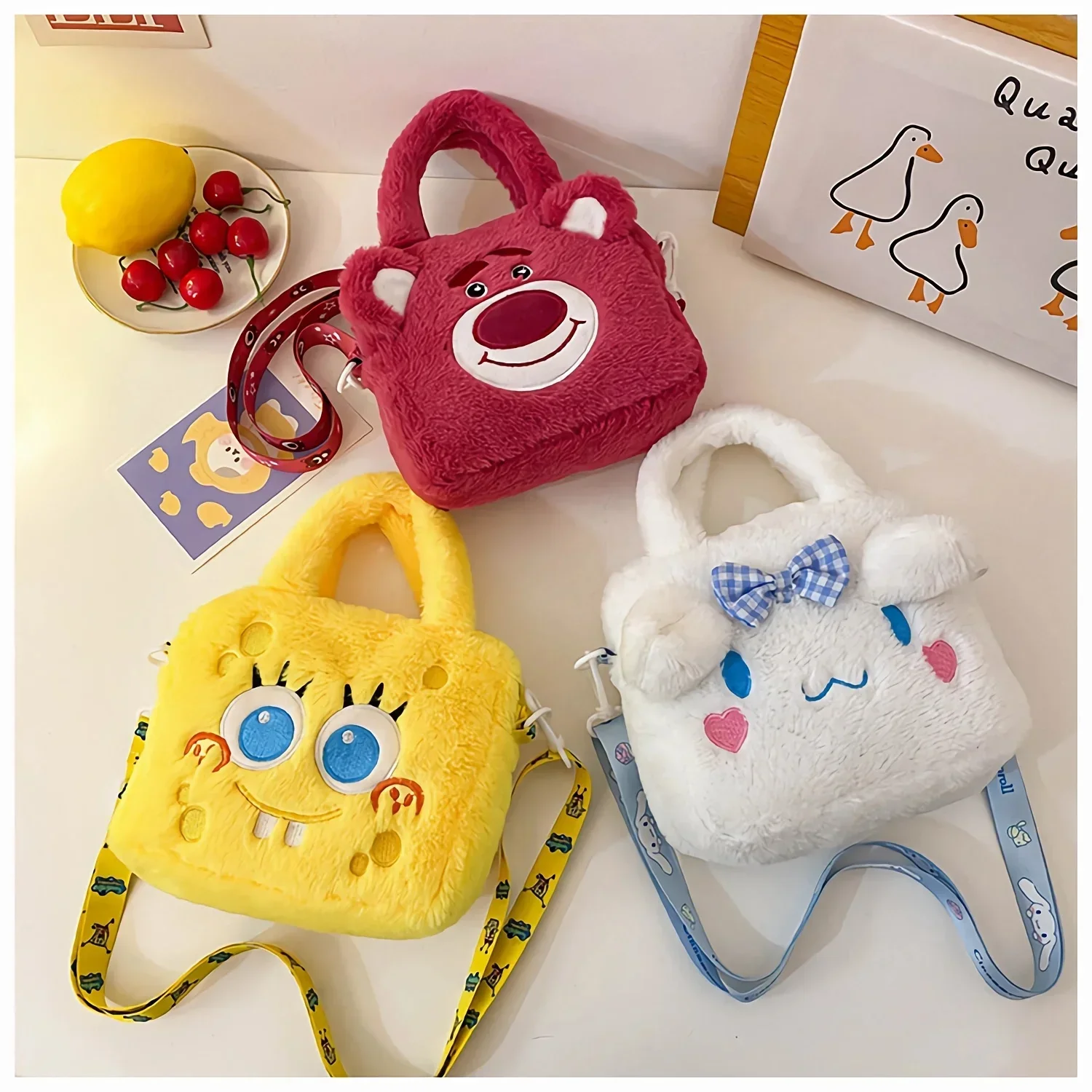 Large Capacity Handheld Plush Tote Tote Bag Bag Female Crossbody Girl Heart Cartoon Small Bag New Shoulder Bag