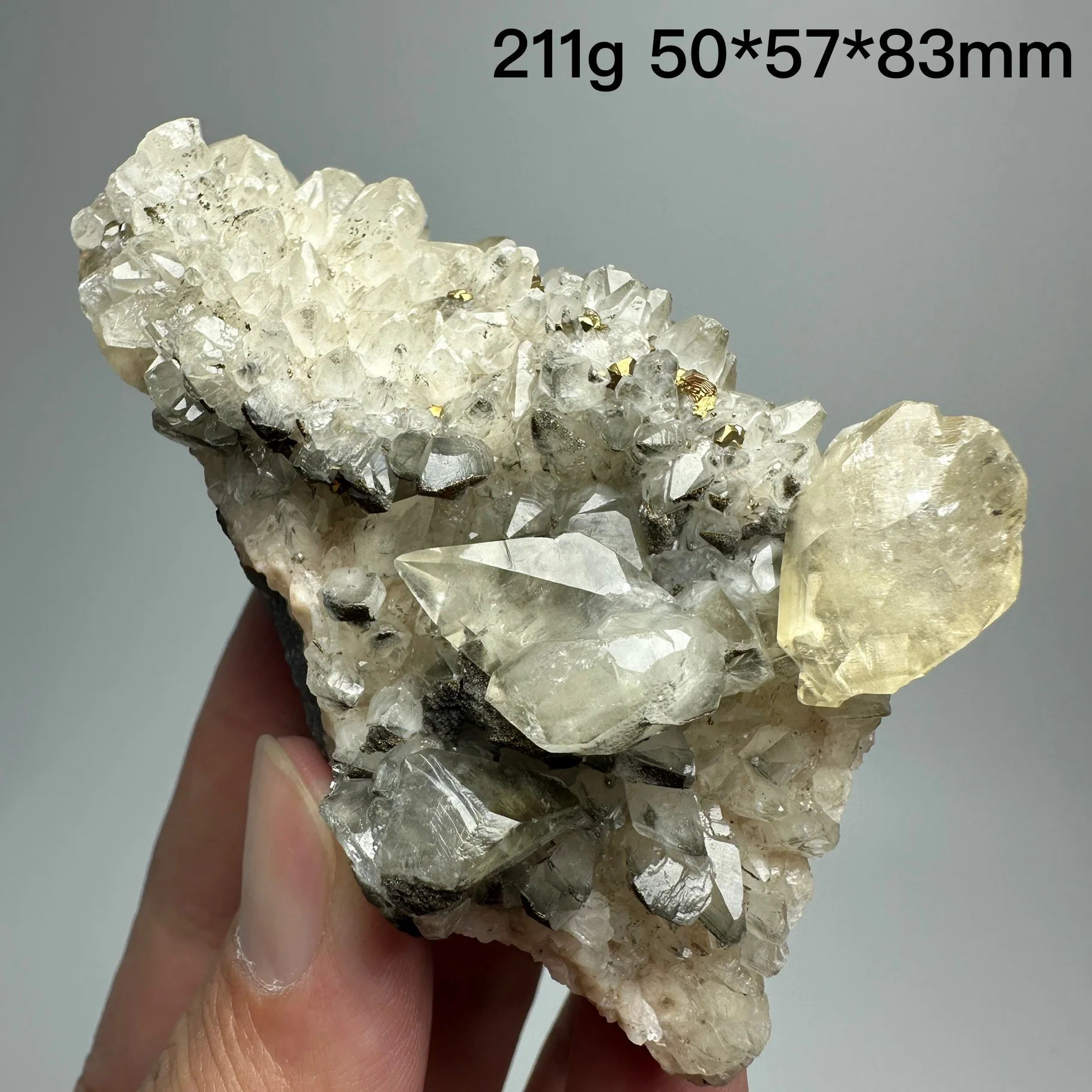 

Natural Raw Stone Calcite Crystal With Pyrite Quartz Mineral Specimen Raw Rock Decoration Rough Healing Gift
