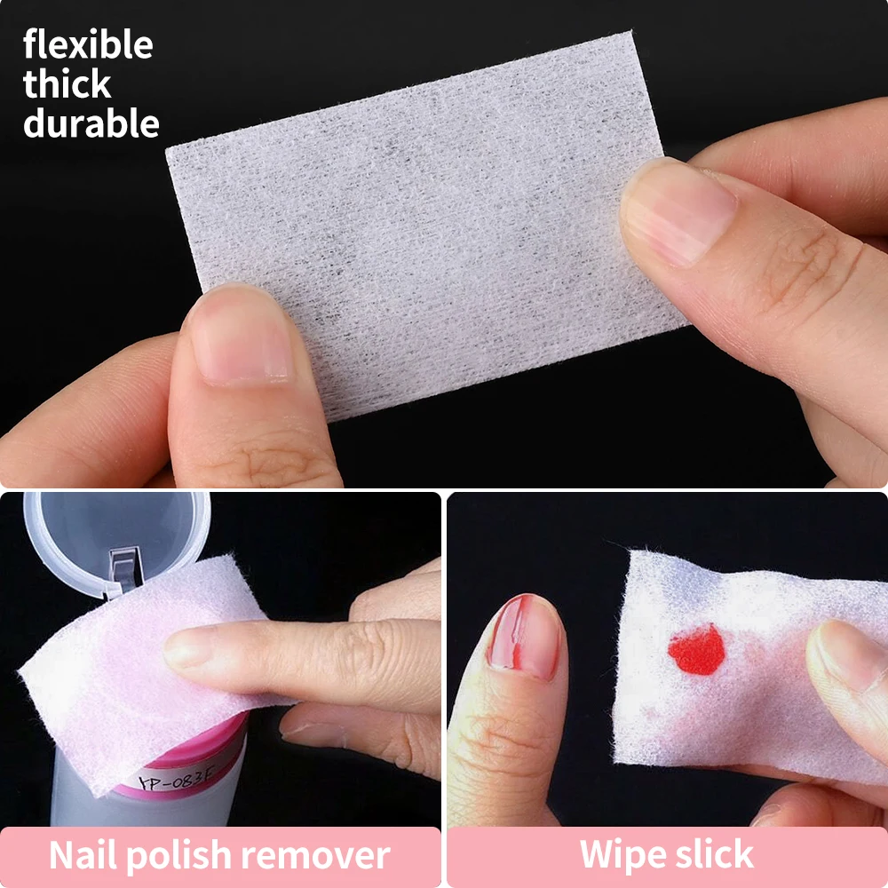 100% Nail Cotton Pads 100/500/600/1000cs Lint-Free Wipes for Nail Gel Polish Remover Nail Art Cleaning Tools 100% Cotton Wipes 3