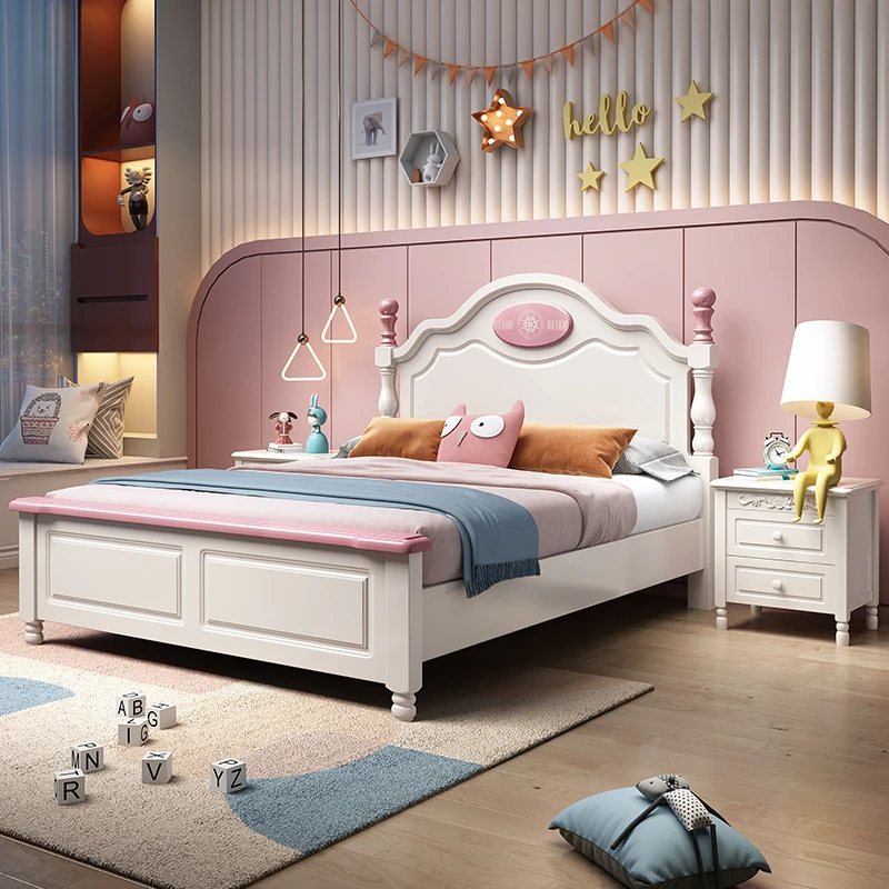 Luxury Modern Children Beds Princess Wooden Floor Double Children Beds Toddler House Mueble Infantil Bedroom Furniture SR50CB