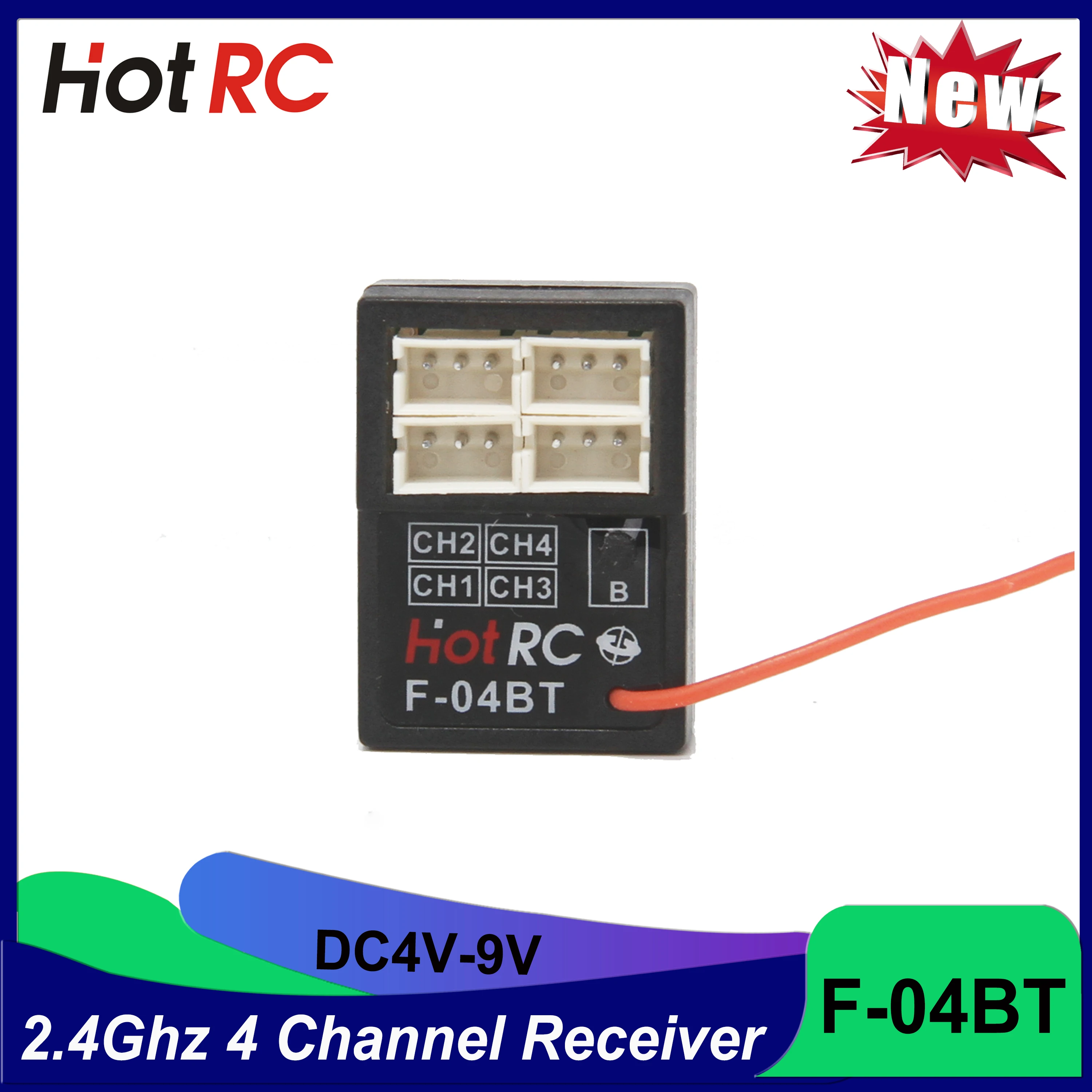 Newest HOTRC 2.4Ghz 4CH 4 Channel F-04BT PWM Mini Gyro Receiver for Transmitter Remote Control RC Car Boat Tank Parts CT-6A