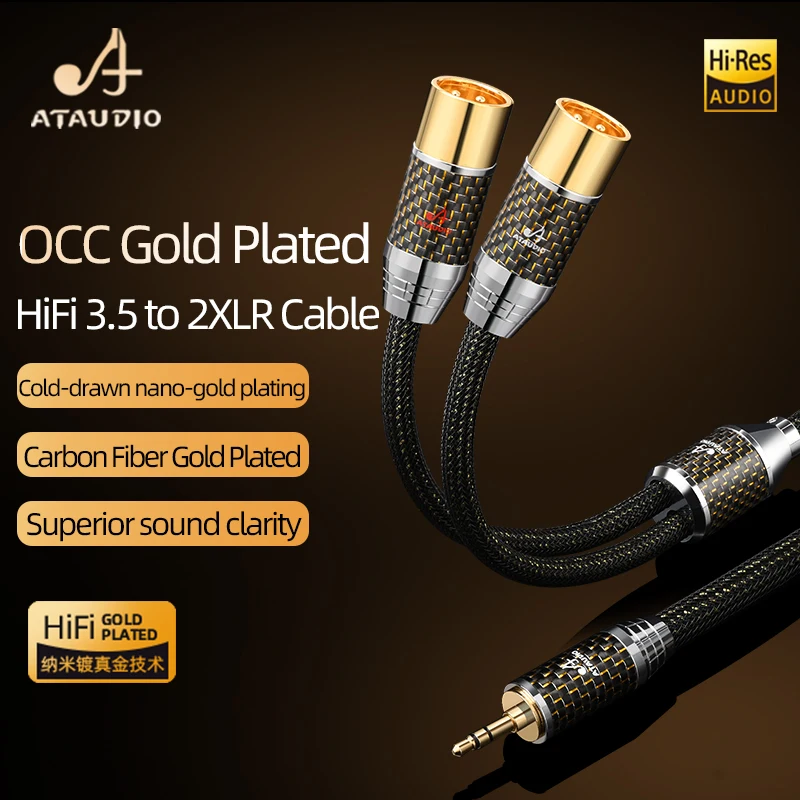 High Quality OCC Gold-plated HiFi 3.5mm to 2XLR Cable for Mixer Amplifier Stereo 3.5mm to 3pin XLR Balanced Male Audio Cable